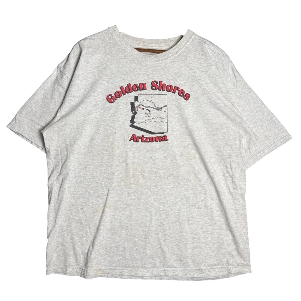 Vintage Golden Shores Arizona Graphic T-Shirt Gray Short Sleeve Distressed XL‎